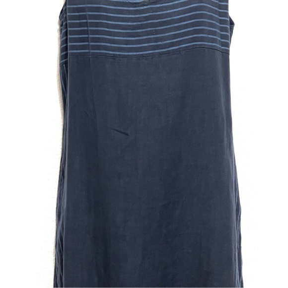 Luca Vanucci Woman 100% LINEN Blue with Stripes Italy Dress Size M - Picture 3 of 16